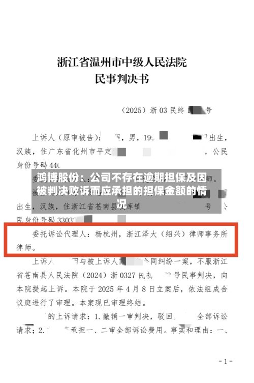 鸿博股份：公司不存在逾期担保及因被判决败诉而应承担的担保金额的情况
