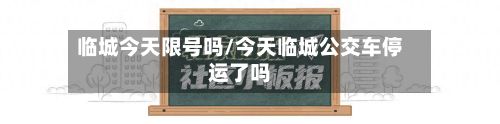 临城今天限号吗/今天临城公交车停运了吗-第3张图片