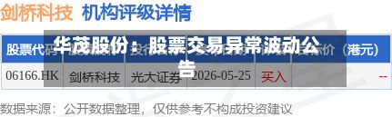 华茂股份：股票交易异常波动公告