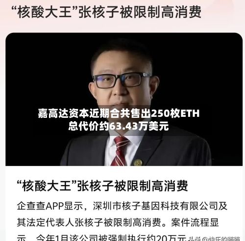 嘉高达资本近期合共售出250枚ETH 总代价约63.43万美元-第2张图片
