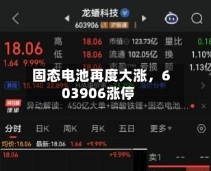 固态电池再度大涨，603906涨停