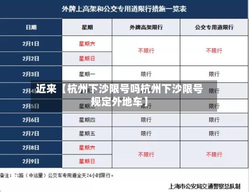 近来【杭州下沙限号吗杭州下沙限号规定外地车】-第2张图片