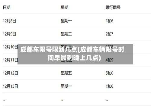 成都车限号限到几点(成都车辆限号时间早晨到晚上几点)-第2张图片