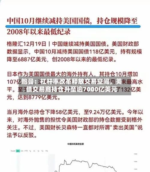 鲍曼：杠杆率改革释放交易空间，美债交易商持仓升至逾7000亿美元-第3张图片