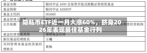 隐私币ETF近一月大涨60%，跻身2026年表现最佳基金行列-第3张图片