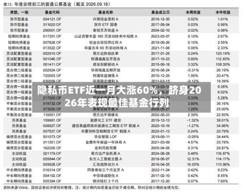 隐私币ETF近一月大涨60%，跻身2026年表现最佳基金行列-第2张图片