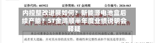 内控整改进展如何?新能源电池盒后续产能?ST金鸿顺半年度业绩说明会释疑-第2张图片