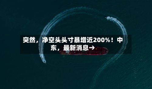 突然，净空头头寸暴增近200%！中东，最新消息→-第2张图片