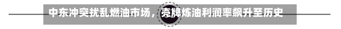 中东冲突扰乱燃油市场	，壳牌炼油利润率飙升至历史新高-第3张图片