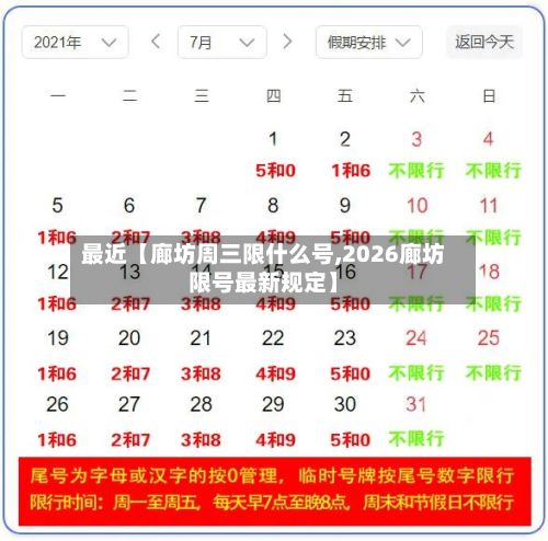 最近【廊坊周三限什么号,2026廊坊限号最新规定】