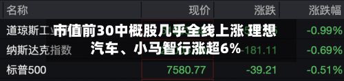 市值前30中概股几乎全线上涨 理想汽车、小马智行涨超6%-第2张图片