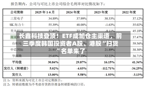 长鑫科技登顶！ETF成加仓主渠道	，前三季度韩国投资者A股、港股“扫货”名单来了-第2张图片