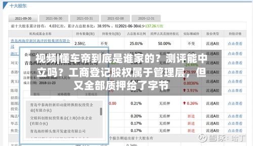 视频|懂车帝到底是谁家的？测评能中立吗？工商登记股权属于管理层，但又全部质押给了字节-第2张图片