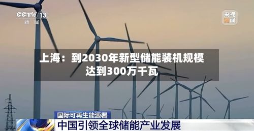 上海：到2030年新型储能装机规模达到300万千瓦