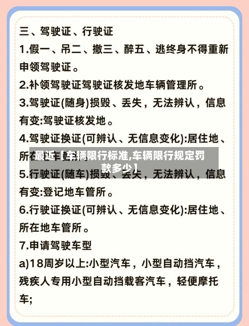 最近【车辆限行标准,车辆限行规定罚款多少】