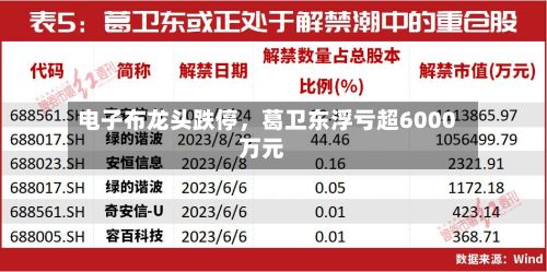 电子布龙头跌停	，葛卫东浮亏超6000万元-第3张图片