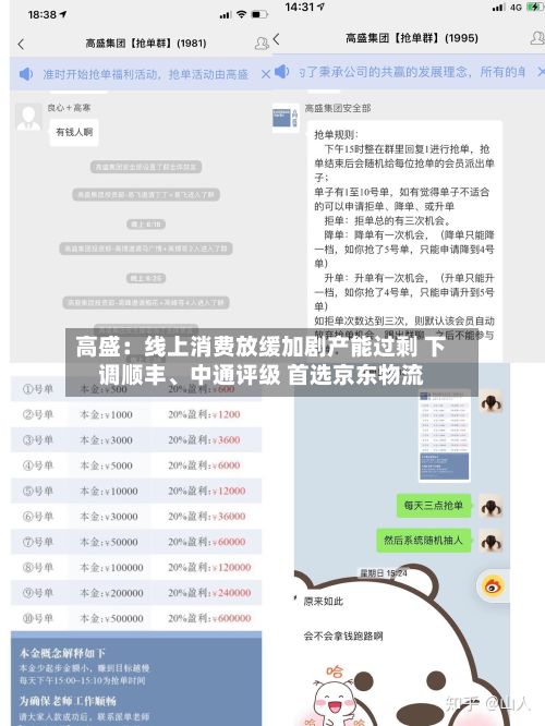 高盛：线上消费放缓加剧产能过剩 下调顺丰	、中通评级 首选京东物流-第3张图片