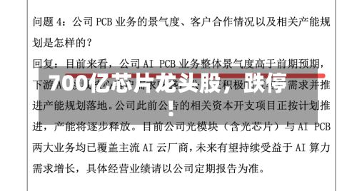 700亿芯片龙头股，跌停！-第2张图片