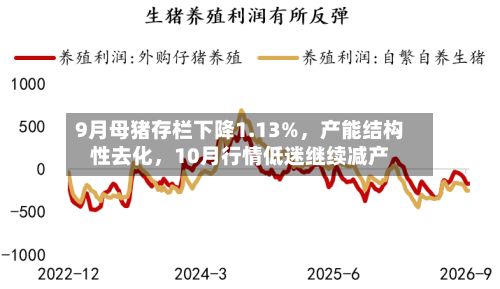 9月母猪存栏下降1.13%，产能结构性去化，10月行情低迷继续减产