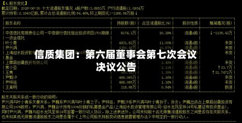 信质集团：第六届董事会第七次会议决议公告