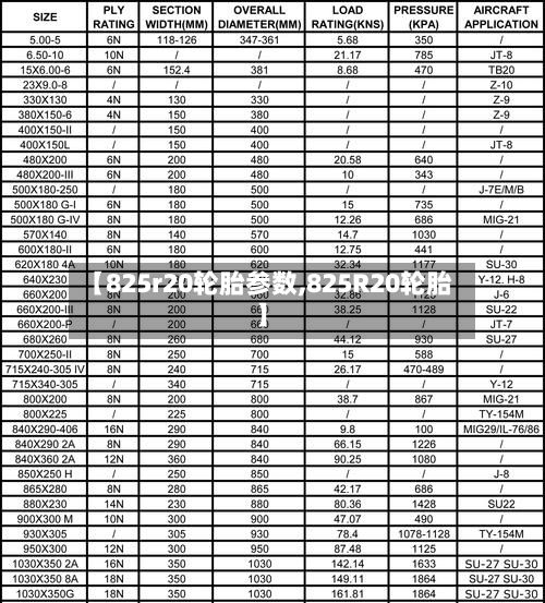 【825r20轮胎参数,825R20轮胎】