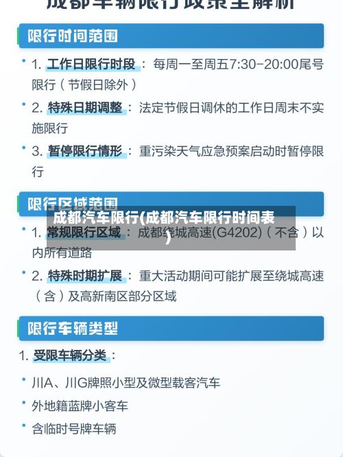 成都汽车限行(成都汽车限行时间表)