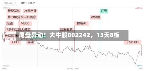 尾盘异动！大牛股002242，13天8板