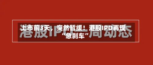上市前3天，突然暂缓！港股IPO再现“急刹车”