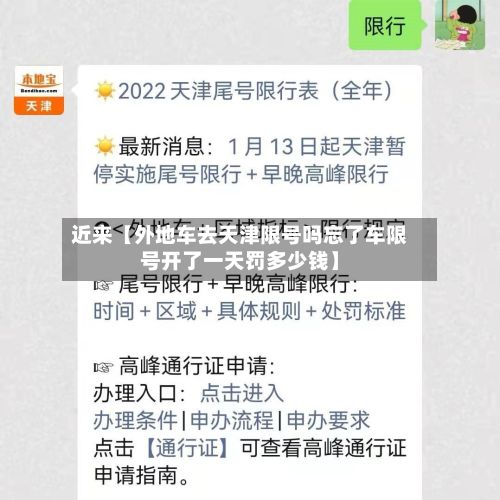 近来【外地车去天津限号吗忘了车限号开了一天罚多少钱】