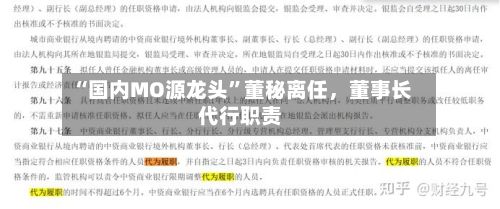 “国内MO源龙头	”董秘离任，董事长代行职责-第2张图片